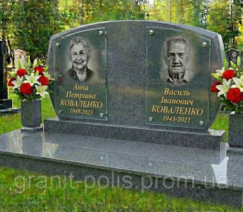Подвійний горизонтальний пам'ятник із майданчиком 2 габбро